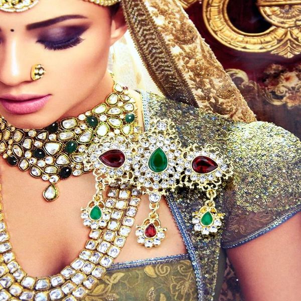 Broches Sunspicems, elegante broche de cristal marroquí para mujer, joyería étnica de boda para novia, Color dorado, diamantes de imitación, caftán árabe, Hijab