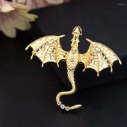 Broches Sunspicems Fashion Gold Color Flying Dragon Broche pour les femmes Pterosaur à queue à queue de joaillerie zodiaque écharpe