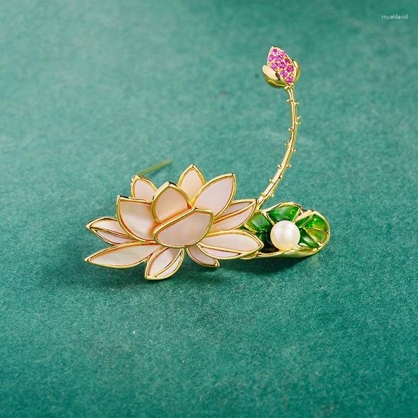 Broches SUYU Antique classique Lotus mode broche cuivre rose Imitation Fritillaria fleur robe fille