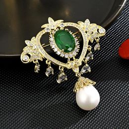 Spille SUYU Spilla con emblema da donna classica autunnale Stile di moda di lusso Simulazione goccia d'acqua Abito con ago di perla