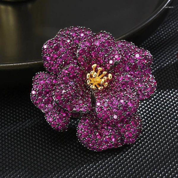 Broches SUYU Otoño Broche De Cobre Para Mujer Temperamento Exquisito Y Elegante Estilo De Flor Púrpura