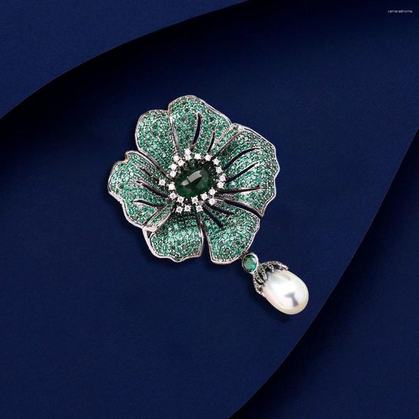 Broches SUYU mode fleur broche femmes lumière luxe Zircon bicolore perle artificielle adapté aux cadeaux de vacances