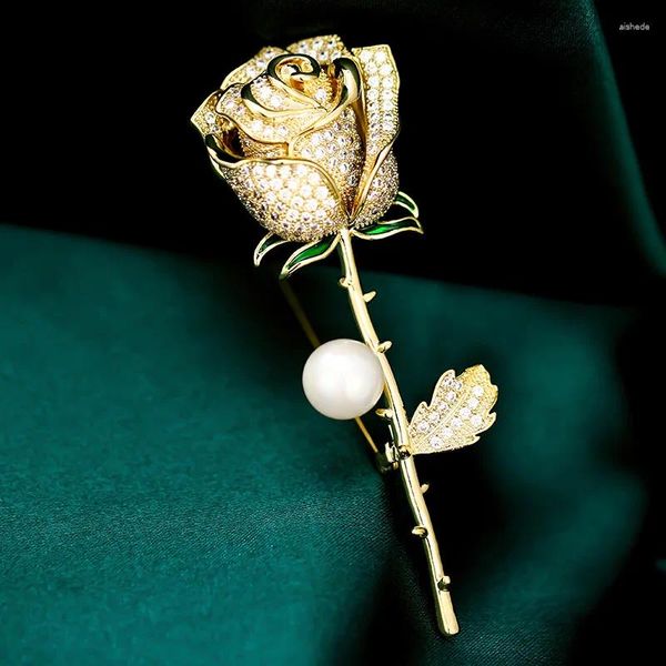 Broches SUYU femmes luxe Simulation perle Rose broche Design sens multifonctionnel décoratif Simple costume Corsage accessoires