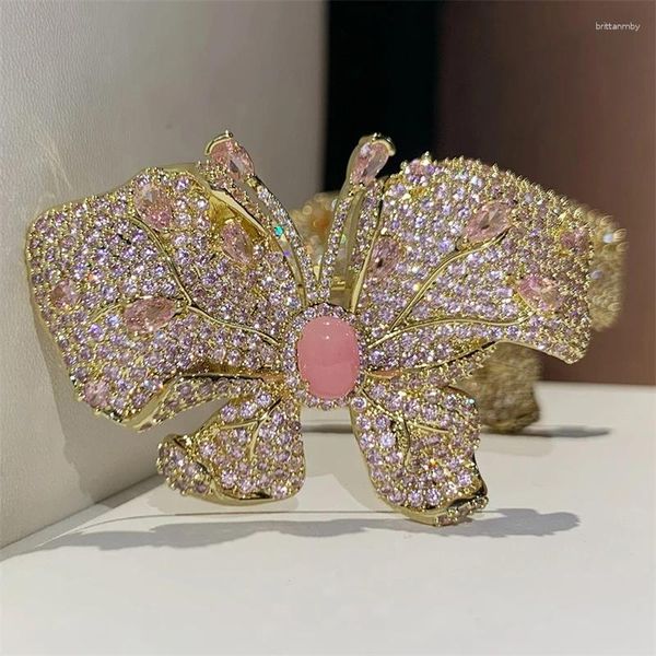 Broches de mariposa para mujer, alfileres elegantes de Calcedonia rosa, ágata amarilla, circonita, broche, joyería, accesorios de disfraz