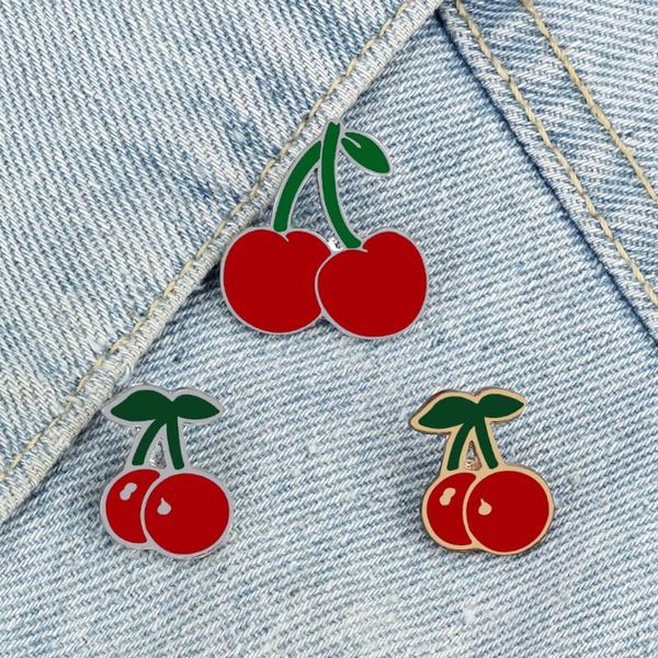 Broches Dulces Deliciosas Frutas Esmalte Alfileres Dibujos Animados Lindo Rojo Cereza Broche Mochila Solapa Insignia Personalizada Joyería Regalos Para Niños Amigos