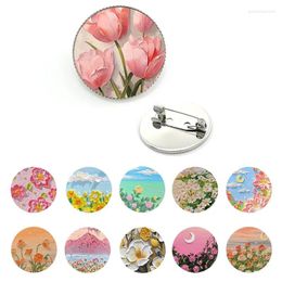 Broches Sweet Romantic Romantic Flower Landscape Painting Painting Style Shirt Shirt Broch Pins Badge Jewelry peut être donné à votre ami XGY115