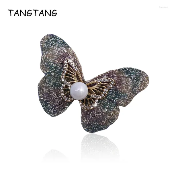 Broches tangtang en tissu élégant papillon broche personnalité mode perle exactite robe combinaison épingle accessoires en gros bijoux