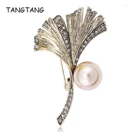 Broches tangtang bladbroche pin sparkly strass pearl voor vrouwen mannen casual pins geschenken elegante charme vintage sieraden