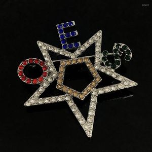 Broches de volgorde van Eastern Star Custom Sticker Metal Silver Color Pin Pearl Rhinestone Stem Oes broche sieraden