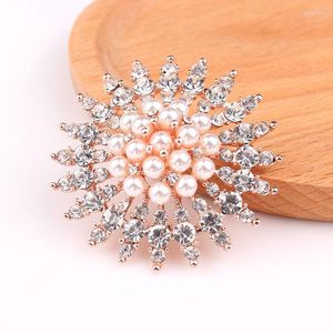 Broches Todox Brand Big Pearl Rhinestone Women Glass Exquise Flower Pins Garment Accessoire Wedding Bouquet Lady Gifts