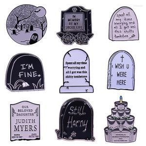 Broches Tombstone Collectie Emaille Pin Gothic Humor Horror Halloween Accessoires326W