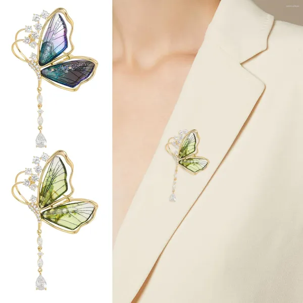 Broches translucides cristal papillon gland broche lumière luxe Corsage Style ethnique personnalité rétro Cheongsam accessoires