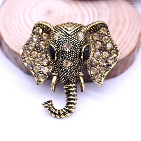 Broches tendance éléphant broche pour hommes strass animaux broches bijoux fins couleur or Vintage cristal cadeau de noël