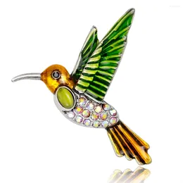 Broches à la mode émail colibri broche goutte d'huile costume Cardigan pull incrusté strass oiseau pour femmes hommes accessoires cadeau