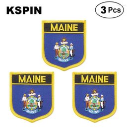 Brooches U.S.A Maine Shille Shape Flag Patches National for Cothing DIY Decoration