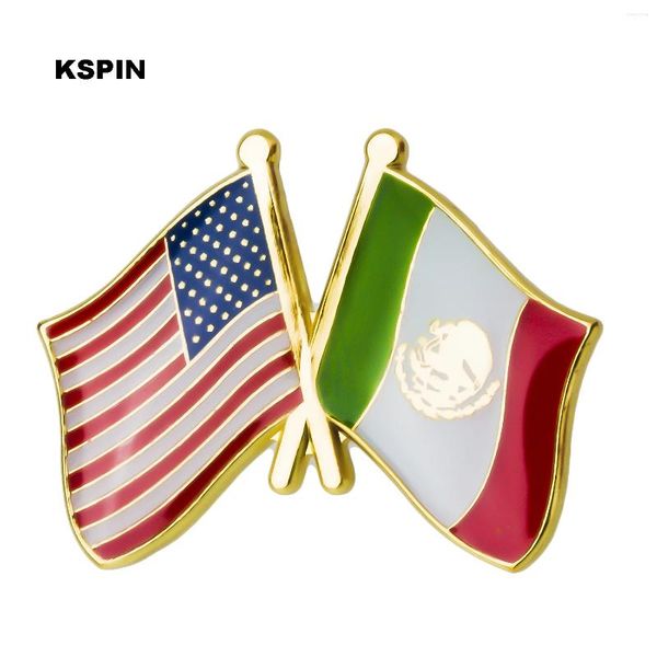 Broches U.S.A México Amistad Bandera Insignia Pin XY0296