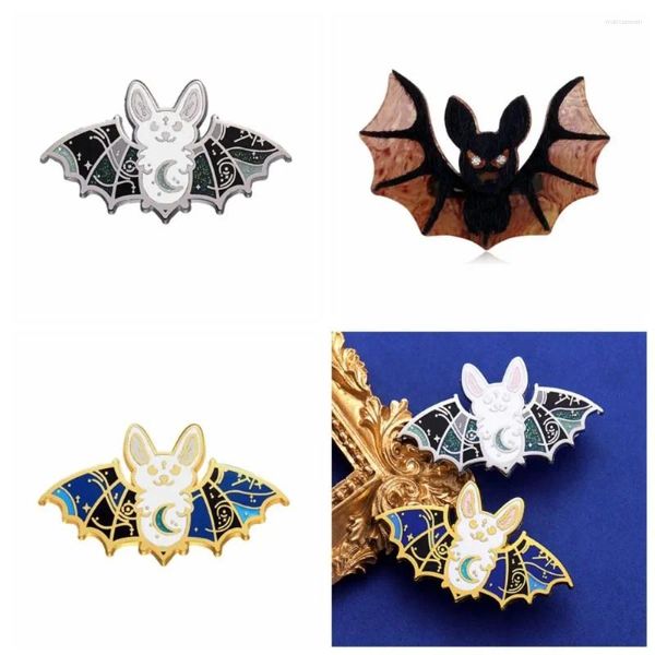 Broches Broche de murciélago de Halloween de aleación negra única, insignia para solapa, gota de aceite, días festivos, regalos de joyería para niños y niñas, regalo de cumpleaños