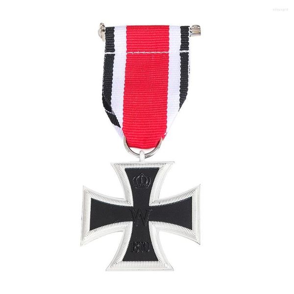 Broches Unique Hommes Bijoux Copie Allemagne 1813 Croix De Fer 2e Classe EK2 Prusse Médaille Militaire Avec Ruban Souvenir