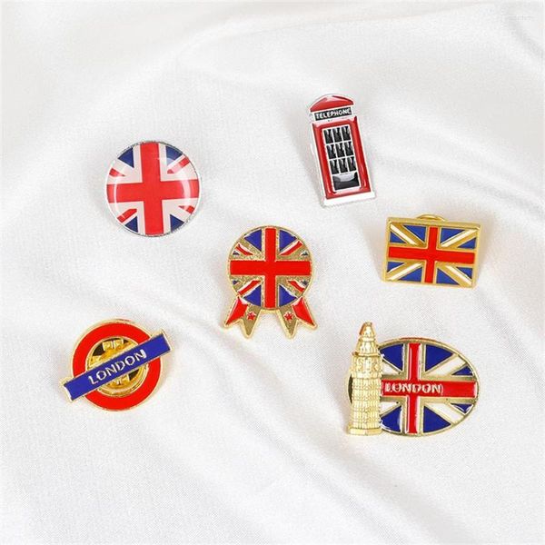 Broches de la bandera del Reino Unido para hombres y mujeres, broche de cabina de teléfono de Londres de aleación esmaltada, alfileres, insignia de solapa, Pin en ropa, sombreros, mochila