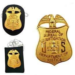 Broches Universal Detective Leather Badge Holder met kettingclip voor mannen Gift Cos Badgeholder Collectible Props Accessoires