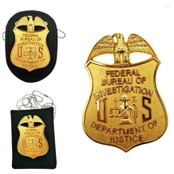 Broches porte-Badge universel détective en cuir avec pince à chaîne pour hommes cadeau Cos porte-Badge accessoires de collection