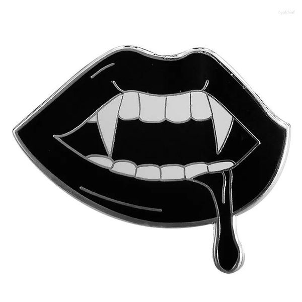 Broches Vampire Fangs Esmalte Pins Halloween Horror Black Lips Lapel Badge Broche Ropa Sombrero Decoración