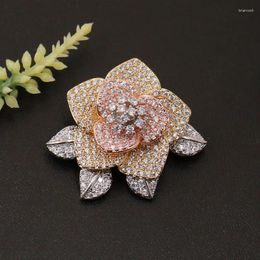 Broches vanifin mode sieraden ontwerp volledige micro bloem met bladbroche pin voor bruiloftsfeestje luxe cadeau