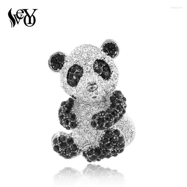 Broches VEYO classique mignon Panda broche pleine de haute qualité strass Animal broche accessoire de mode écharpe pince