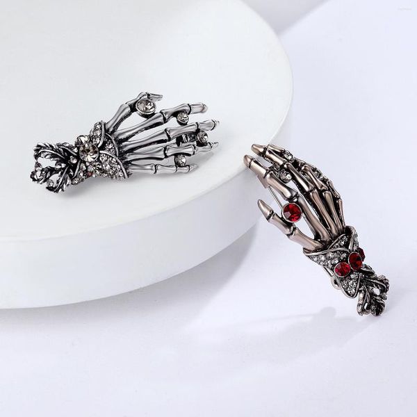 Broches Viennois Vintage Skull Hand Rhinestone Retro Punk Cool Skeleton Pins Joyería Ropa Bolsas Accesorios Regalos de Navidad