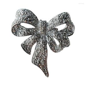 Broches Vintage en alliage noir métal strass perle fleur arc broche broche pour femmes hommes vêtements costume accessoire bureau fête bijoux cadeau