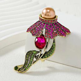 Broches Broche florale colorée vintage Perles de cristal de haute qualité Accessoires pour femmes de luxe pour épingles à bijoux de banquet