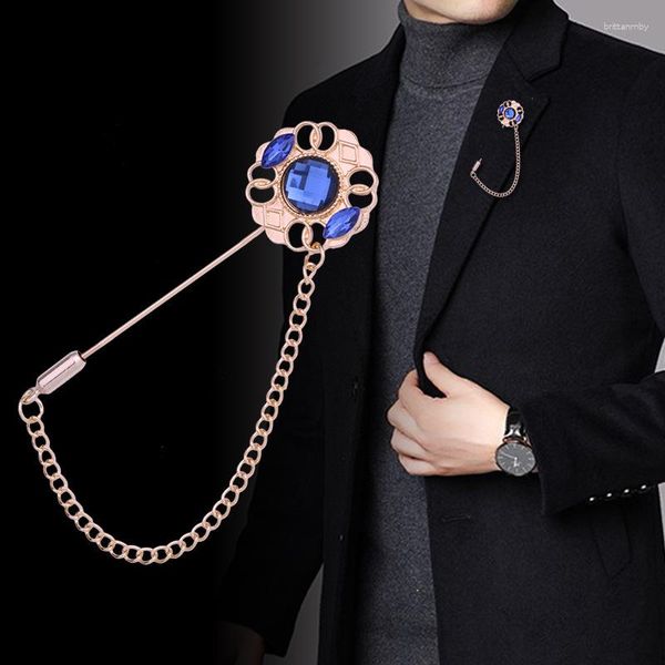 Brooches Crystal Brooch Broche Chaîne de glace Pipe Laple Pin Longue aiguille Corsage Men's Cost Cold
