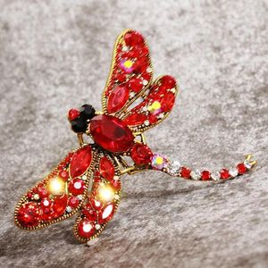 Broches Vintage cristal strass libellule pour femmes robe écharpe broche broches bijoux accessoires mignon cadeau insecte multicolore