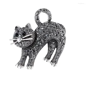 Broches Vintage Leuke Kat Broche Lape Pins Voor Vrouwen Glanzend Strass Dier Badge Sjaal Gesp Corsage Sieraden Kleding Accessoires