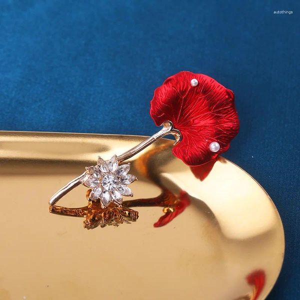 Broches vintage dripping huile broche de style antique fleur rouge broche insectes de haut niveau animal corsage femme luxe normes de perles badge délicat