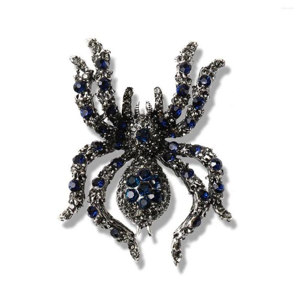 Broches Vintage araignée exagérée pour femmes hommes créatif noir cristal insecte Animal broche Goth bijoux Halloween cadeau