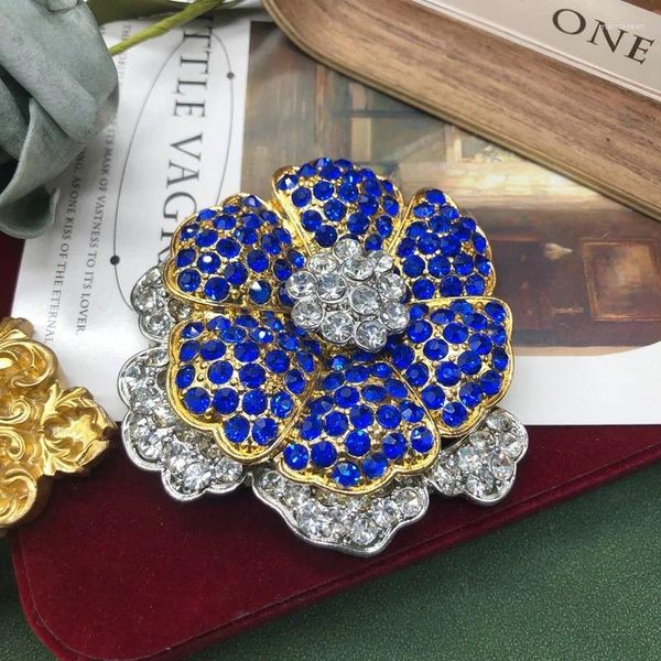 Broches Juego de joyas medievales vintage para mujeres Sapphire Flower Corsage Broche Declaración de la noche de la noche Accesorios de vestidos de noche