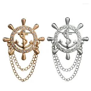 Broches Vintage marine broche hommes épinglette bateau barre ancre Badge chaîne en métal femmes collier de mariage accessoires Borther cadeaux