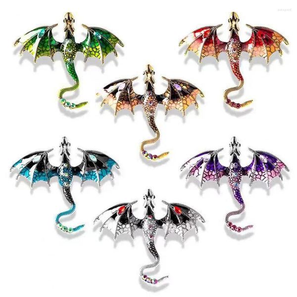 Broches Vintage huile-goutte à goutte volant Dragon broche strass dessin animé émail forme animale hommes femmes vêtements chapeau sac épinglette mode Je