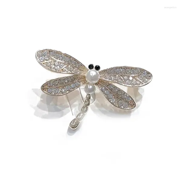 Broches vintage brillant cristal ramines perle libellule insectes épingles de corsage pour les femmes habiller les joaillerie écharpe en soie accessoires