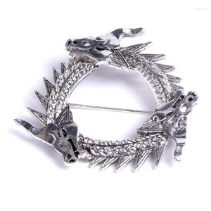 Broches Vintage Color plata broche Pin para hombres cabeza de dragón Metal accesorio de joyería de moda