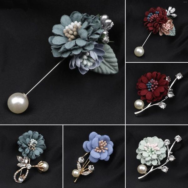 Broches Vintage con diamantes de imitación para hombre, pasador de rosa Floral para traje, chal, alfileres de solapa, broche para cena de boda, accesorio de regalo