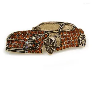 Broches Vintage Topaz Gekleurde Kristallen Racewagen Broche Pins Creatieve Styling Corsage Accessoires