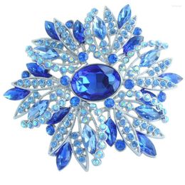 Broches De Mariage 3.94 " Bleu Strass Cristal Larme Fleur Broche Broche Pendentif EE04053C7