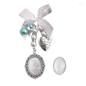 Broches Wedding Bouquet Charm Lace Oval Bridal Angel Memorial Po You Are Always On My Heart H8WF