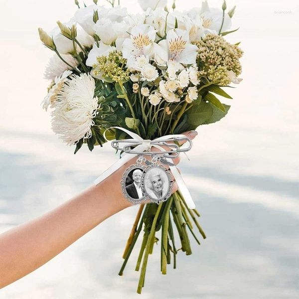 Broches Bouquet de mariage PO Charme Diy Pin Faire des épingles en verre ovale en dentelle avec pendentif