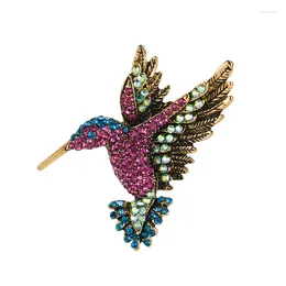 Broches Weimanjingdian Antique Tone Bird Birming Hummingbird Multi -Color Crystal Rhinestons Pin Brooch Traje Joyería