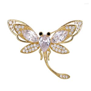 Broches WEIMANJINGDIAN marque arrivée plaqué or brillant cubique zircone cristal libellule broche bijoux cadeaux