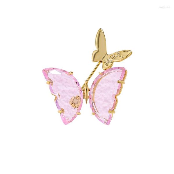 Broches WEIMANJINGDIAN marca llegada broche de mariposa rosa y verde para mujeres o niñas decoración regalos de joyería