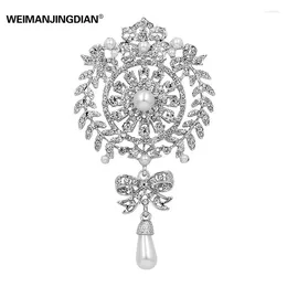 Broches WEIMANJINGDIAN Merk Grote Maat Kristal Diamante En Imitatie Parel Waterdrop Scroll Decor Voor Vrouwen Of Bruiloft